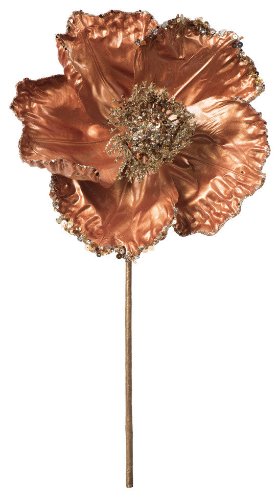 Artificial Pearl Poppy Spray , Mocha, 14"