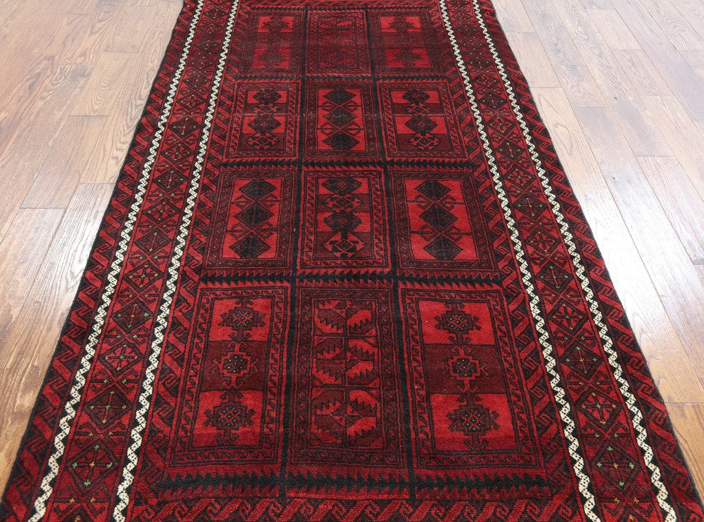 4'x8 Handmade Persian Oriental Balouch Wool On Wool Runner, W2313