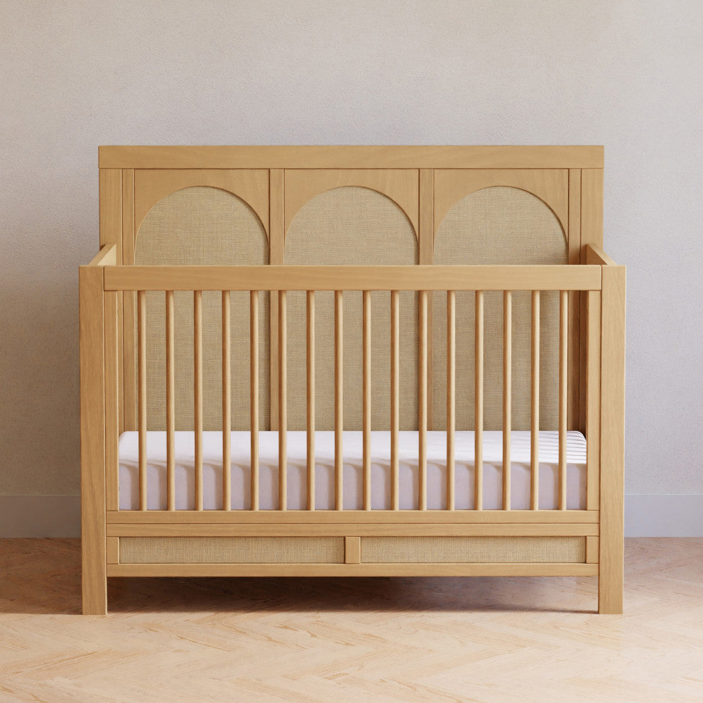 Eloise 4-in-1 Convertible Crib, Honey and Performance Sand Eco-Weave