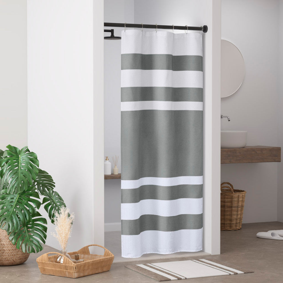 Madison Park Spa Waffle Shower Curtain With 3M Treatment