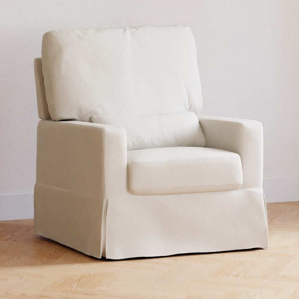 Crawford Pillowback Comfort Swivel Glider, Performance Cream Eco-Weave