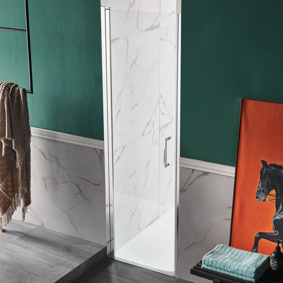ANZZI Lancer Semi-Frameless Hinged Shower Door, Polished Chrome, 23" X 72"