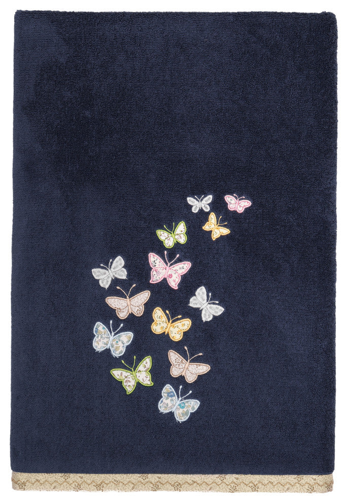 Linum Home Textiles 100% Turkish Cotton MARIPOSA 4PC Embellished Towel Set