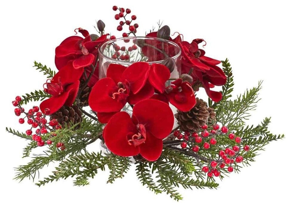 Orchid, Berry & Pine Holiday Candleabrum