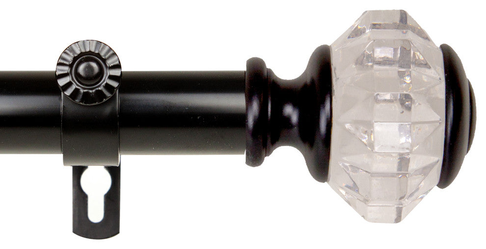 Lyla 1" Diameter Curtain Rod, Black, 120-170"