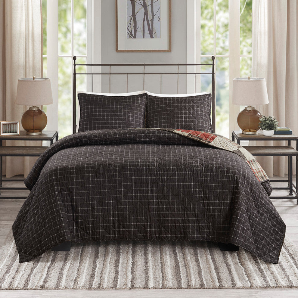Madison Park Timber 3 Piece Reversible Printed Quilt Set