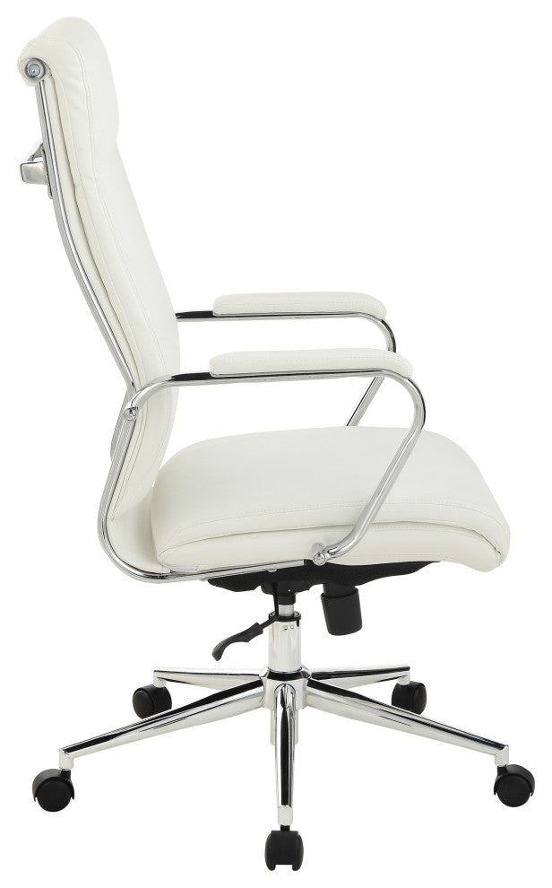 High Back Manager's Office Chair With Dillon Snow Fabric and Chrome Base