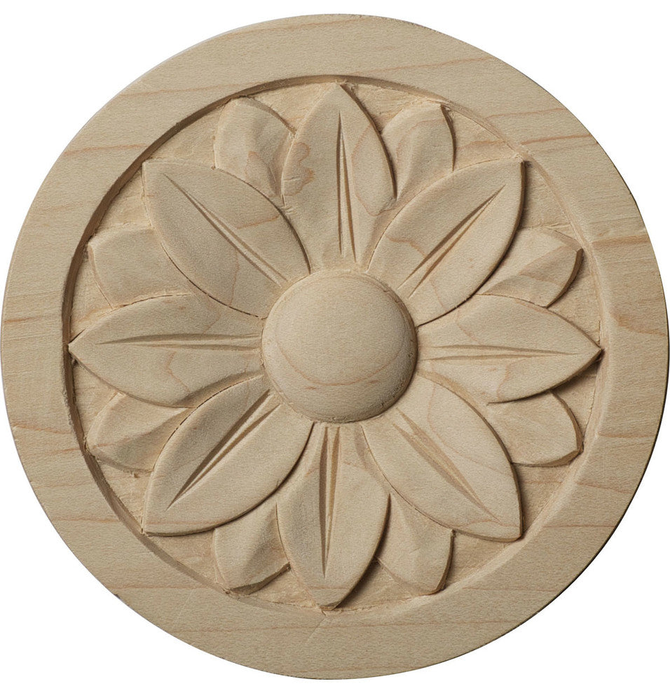 4 1/4"W x 4 1/4"H x 5/8"P Bedford Rosette, Cherry