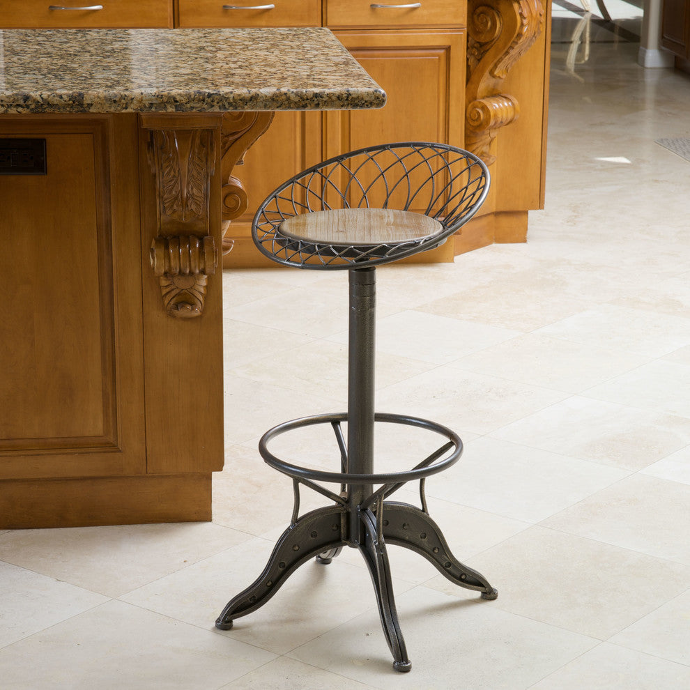 GDF Studio Aero Industrial Firwood Adjustable Height Bar Stool