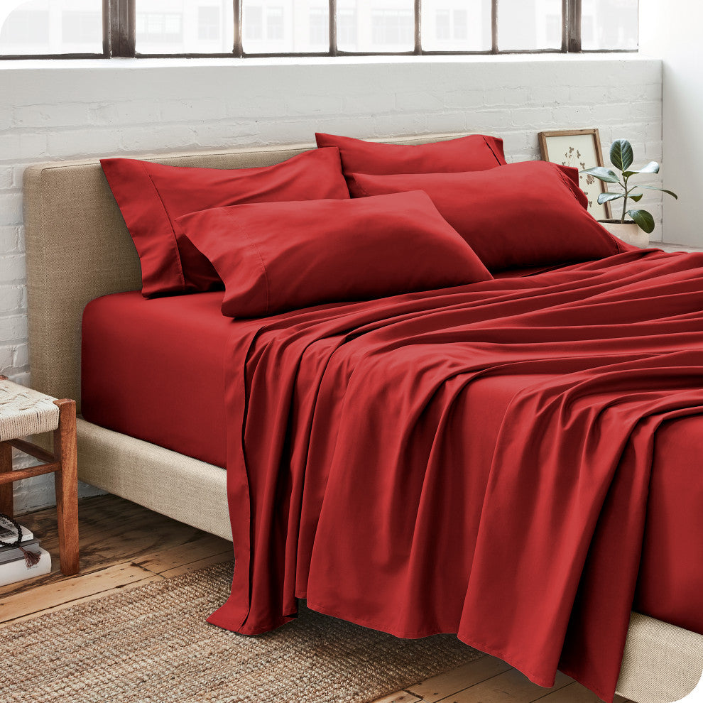 Bare Home 6-Piece Microfiber Sheet Set, Red, Full