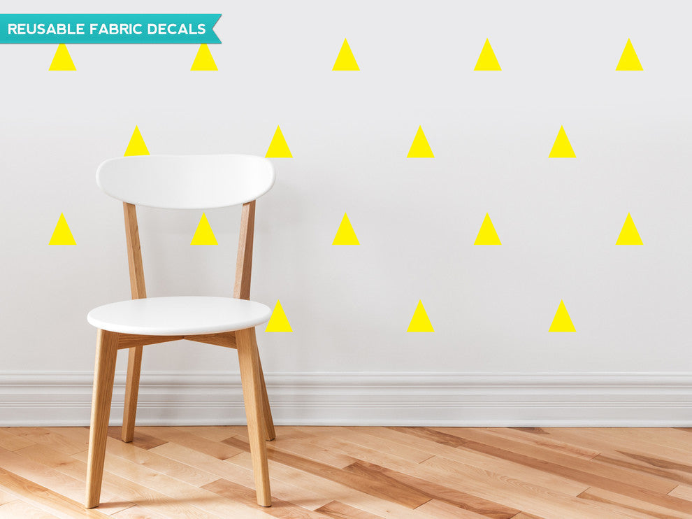 Triangle Fabric Wall Decals, Set of 32, Yellow