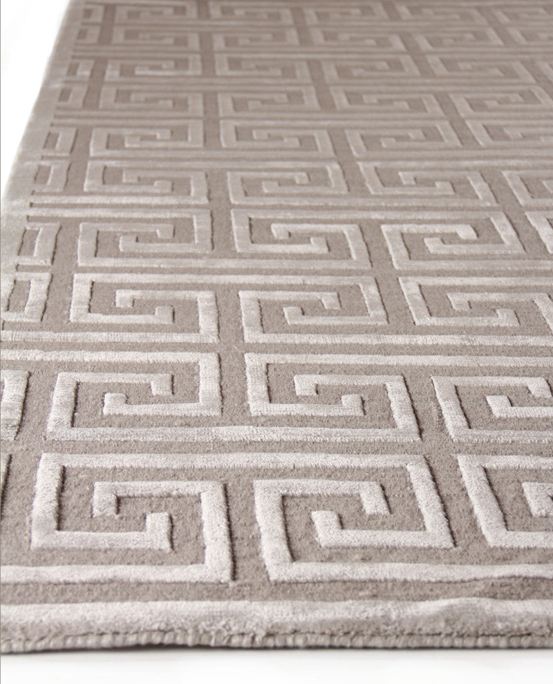 Metro Velvet Hand-Knotted New Zealand Wool and Viscose Taupe Area Rug, 8'x10'