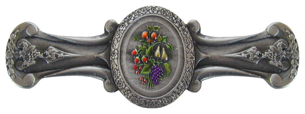 Fruit Bouquet Pull Hand-Tinted Antique Brass, Pewter Hand Tinted
