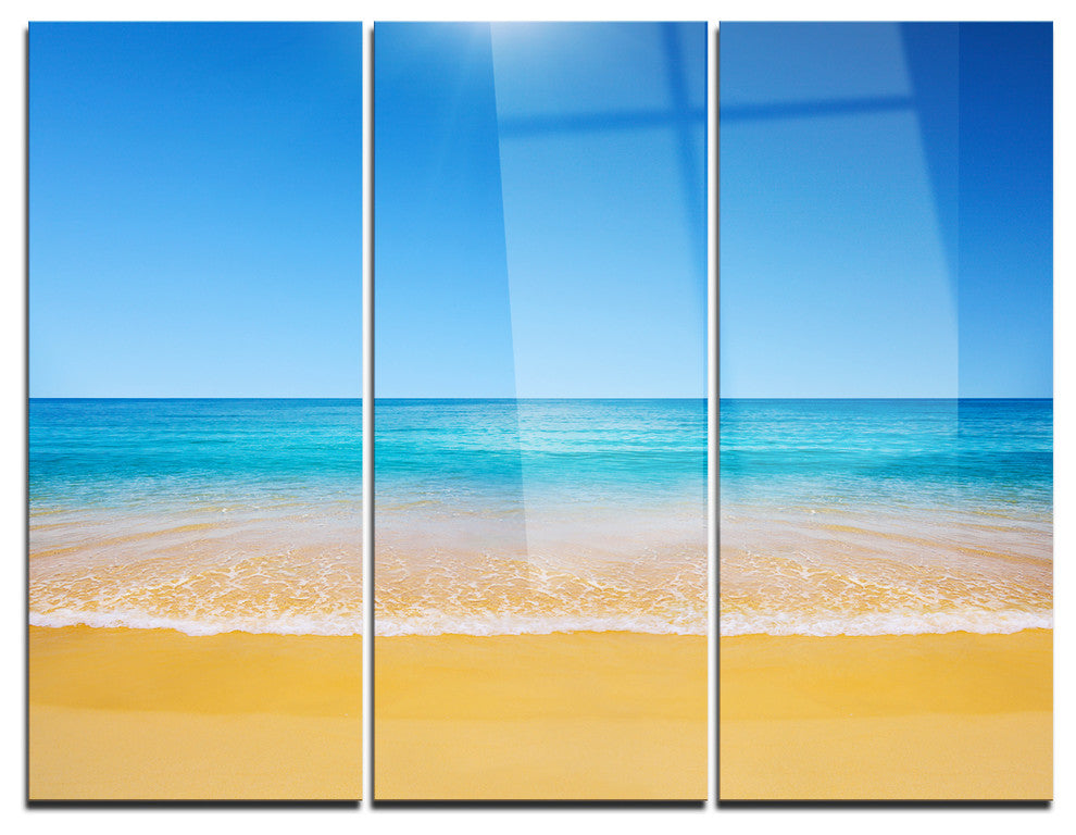 "Dark View of Tropical Beach" Photo Metal Wall Art, 3 Panels, 36"x28"