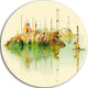 Istanbul Panoramic View, Cityscape Watercolor Round Wall Art, 23"