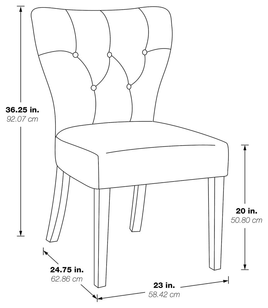 Classic Dining Chair with Thick Padded, Button Tufted Back and Solid Wood