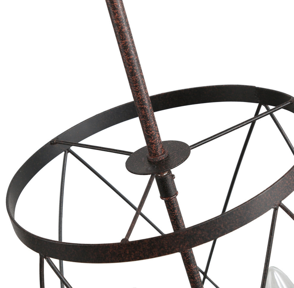 3-Light Farmhouse Chandelier, Metal Cage Foyer Pendant Light