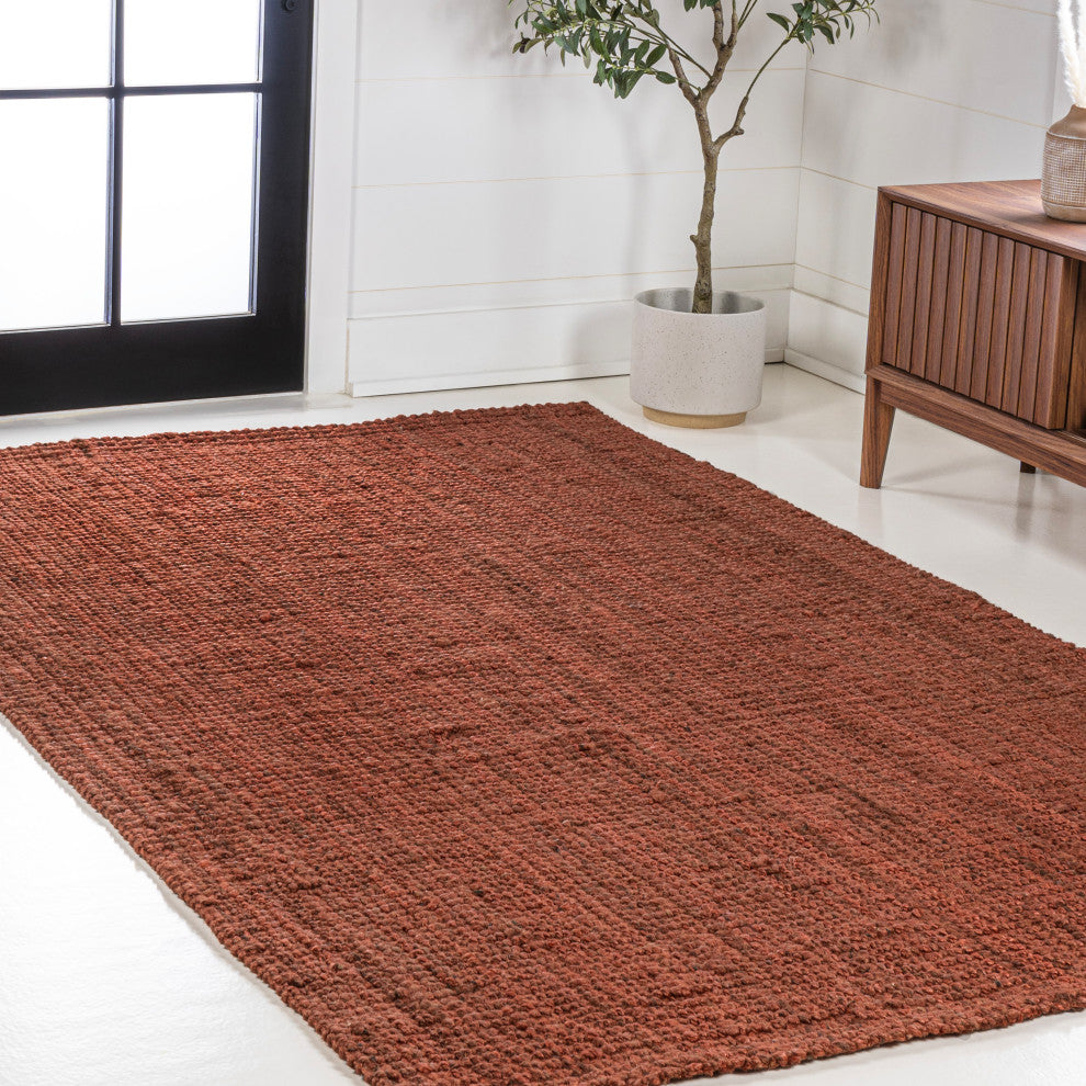 Pata Hand Woven Chunky Jute Terracotta 3 ft. x 5 ft. Area Rug