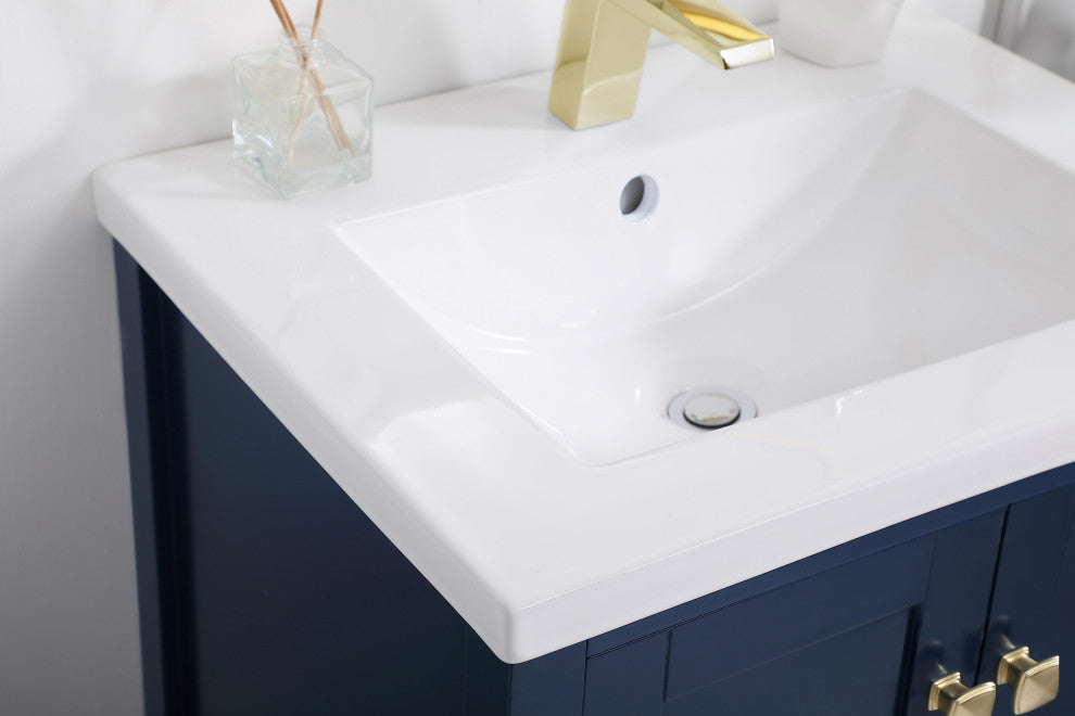 24" Single Bathroom Vanity Set, White, Blue, 24