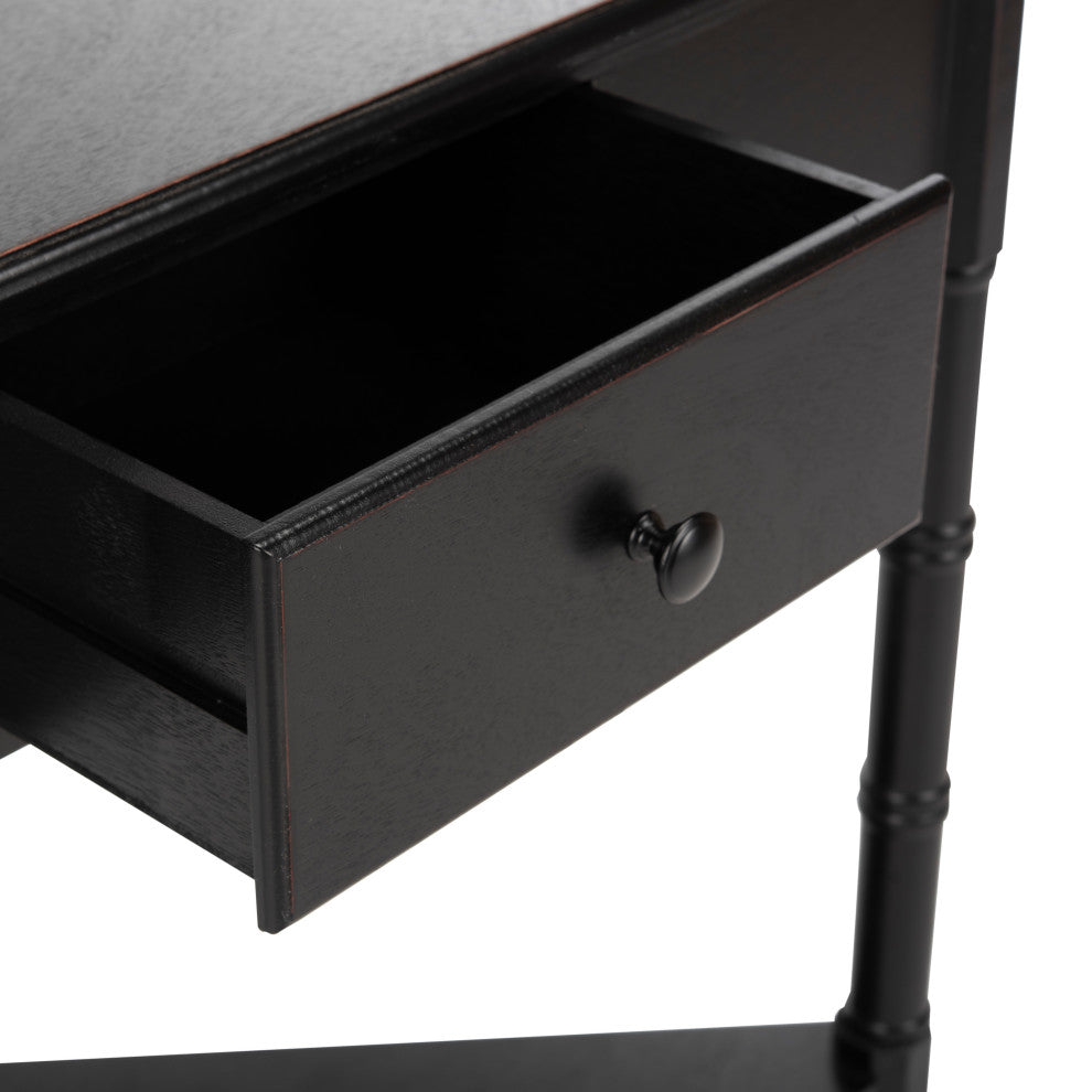 Safavieh Gomez Corner Table With Storage Drawer, Distressed Black