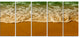 "White Waves From Green Beach Waters" Seashore Wall Art, 5 Panels, 60"x28"