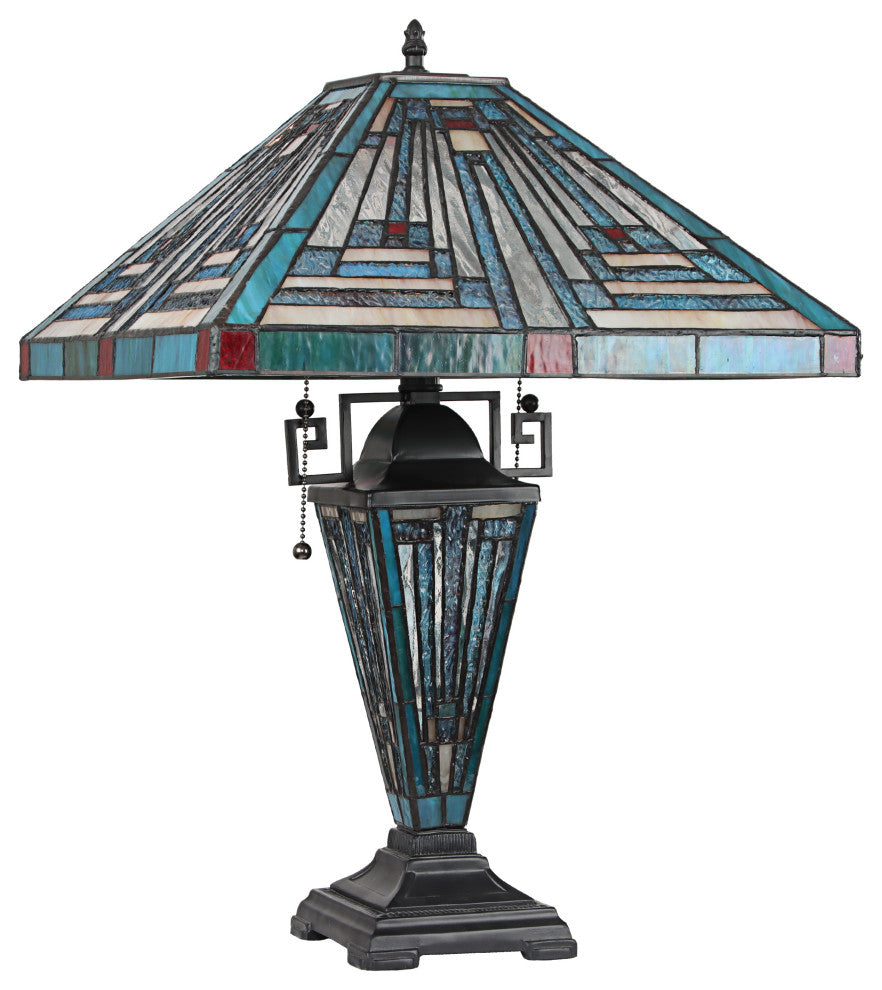 Innes Mission-Style 3 Light Double Lit Table Lamp 16" Wide