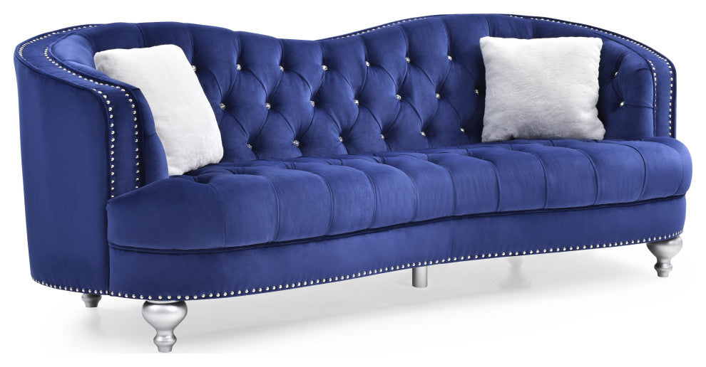 Jewel Velvet Loveseat, Blue
