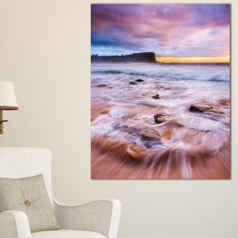 "Fascinating Seashore With White Waters" Seashore Canvas Print, 16"x32"