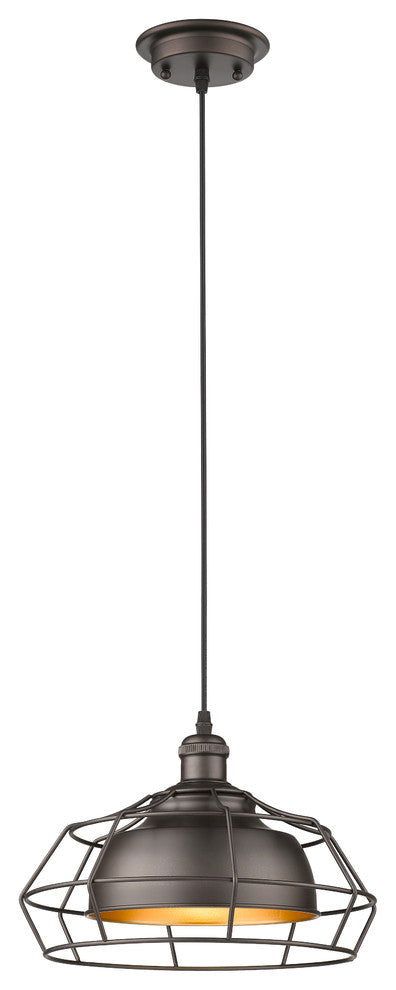 Ironclad 1-Light Rubbed Bronze Ceiling Mini Pendant 12"