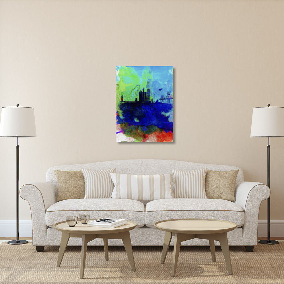 "San Francisco Watercolor Skyline 2" Fine Art Print