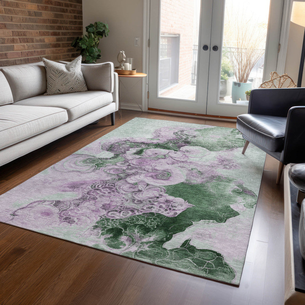 Machine Washable Indoor/Outdoor Chantille ACN1860 Sage 3' x 5' Rug