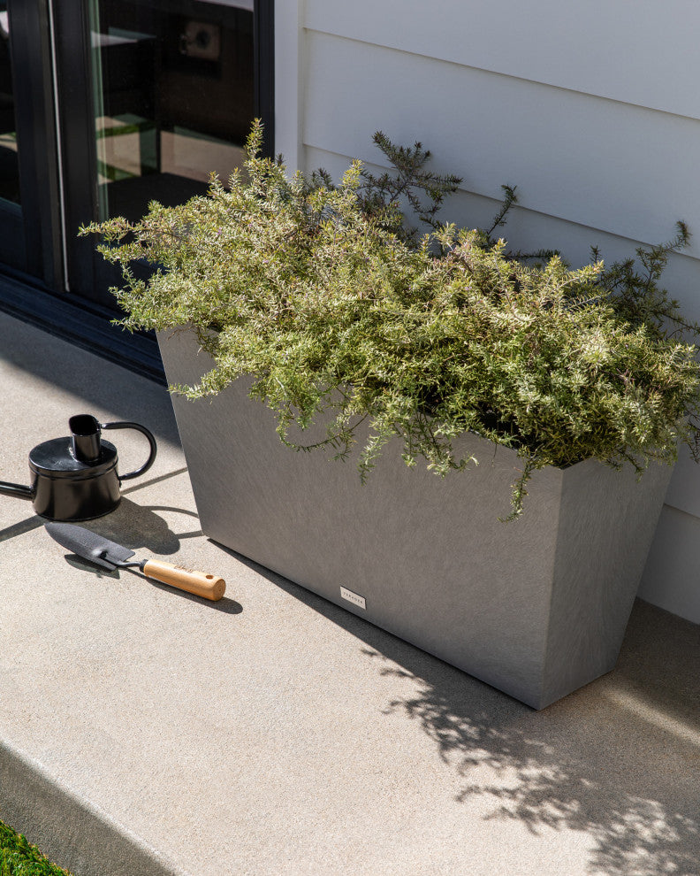 Midori Trough Planter, Grey, 31 Inch, 2 Pack