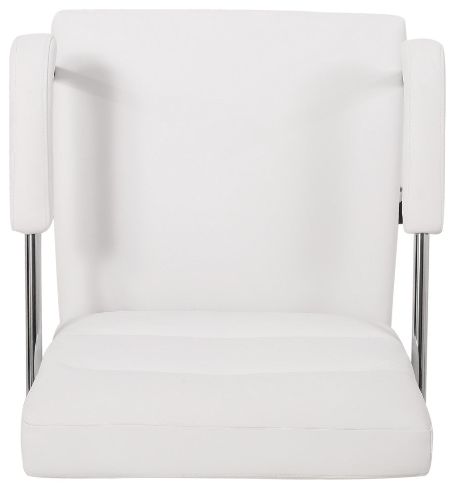 Rene Channel Stitched Swivel Office Lift Chair, White, Chrome