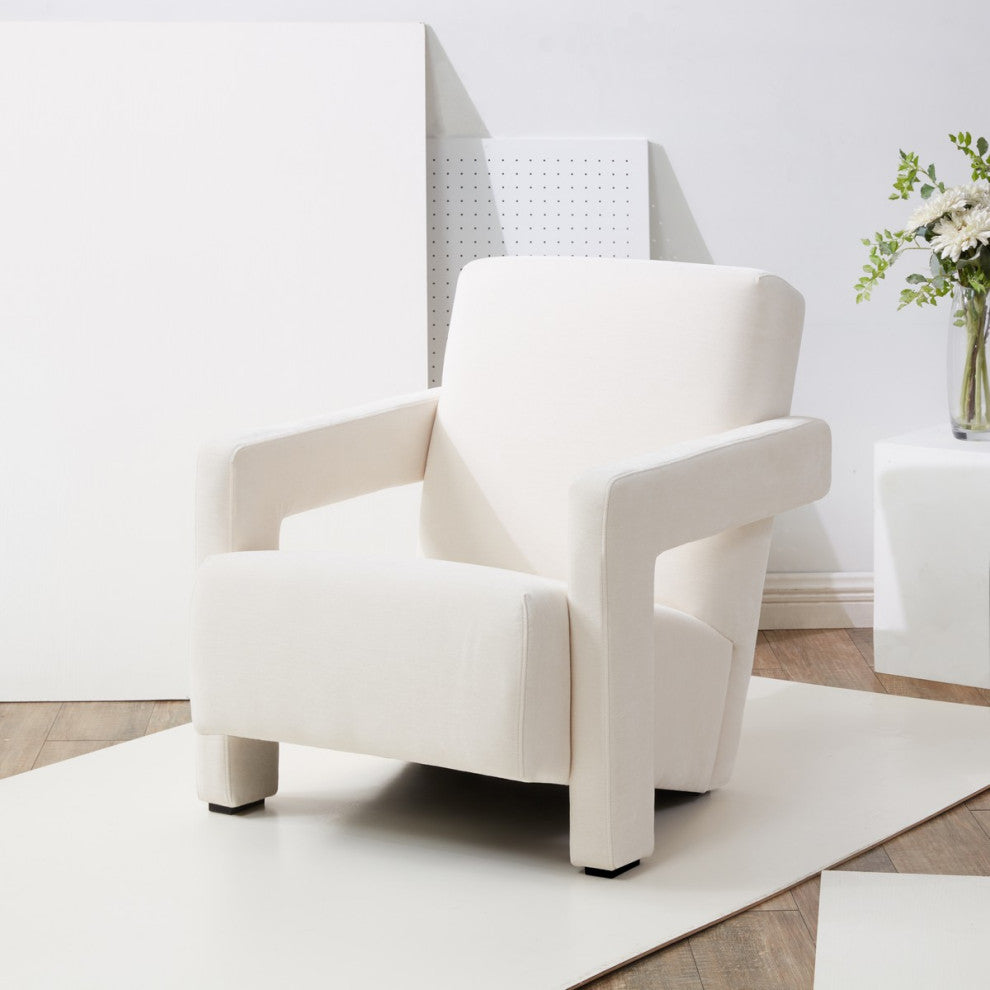 Safavieh Couture Taylor Modern Velvet Accent Chair, Ivory