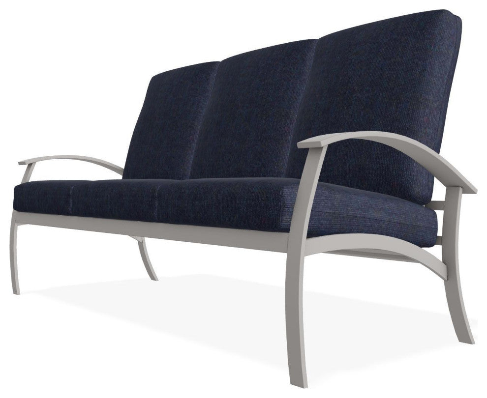 Belle Isle Cushion 3-Seat Outdoor Sofa, Indigo/Warm Gray