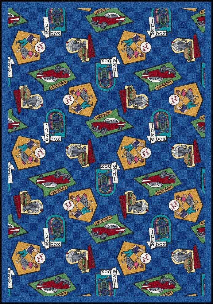 Kaleidoscope Rug, Fabulous Fifties, 7'8"x10'9", Blue