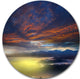 Yellow Sunlight And Fiery Clouds, Landscape Disc Metal Wall Art, 11"