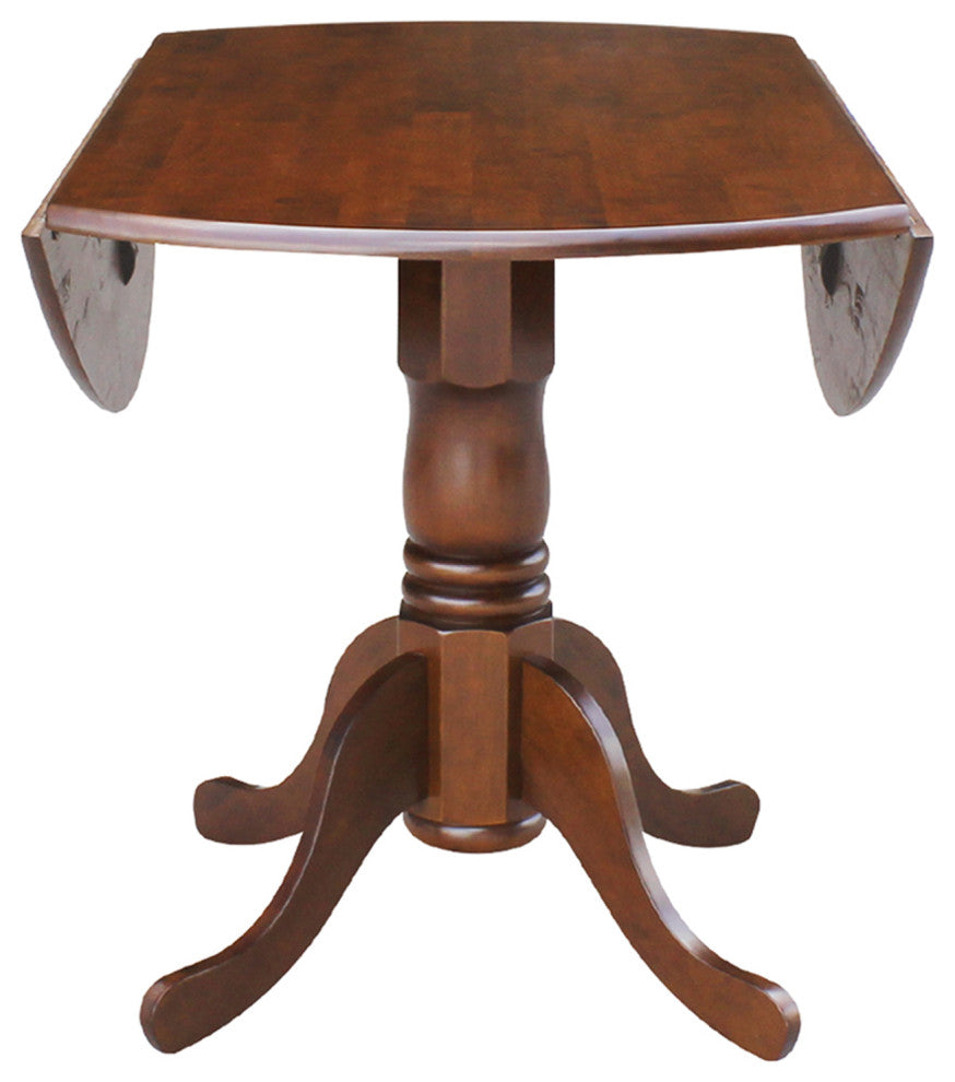 42" Round Dual Drop Leaf Pedestal Table, Espresso