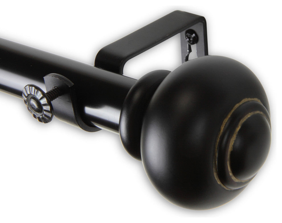 Bedpost 1" Curtain Rod, Black, 48"-84"