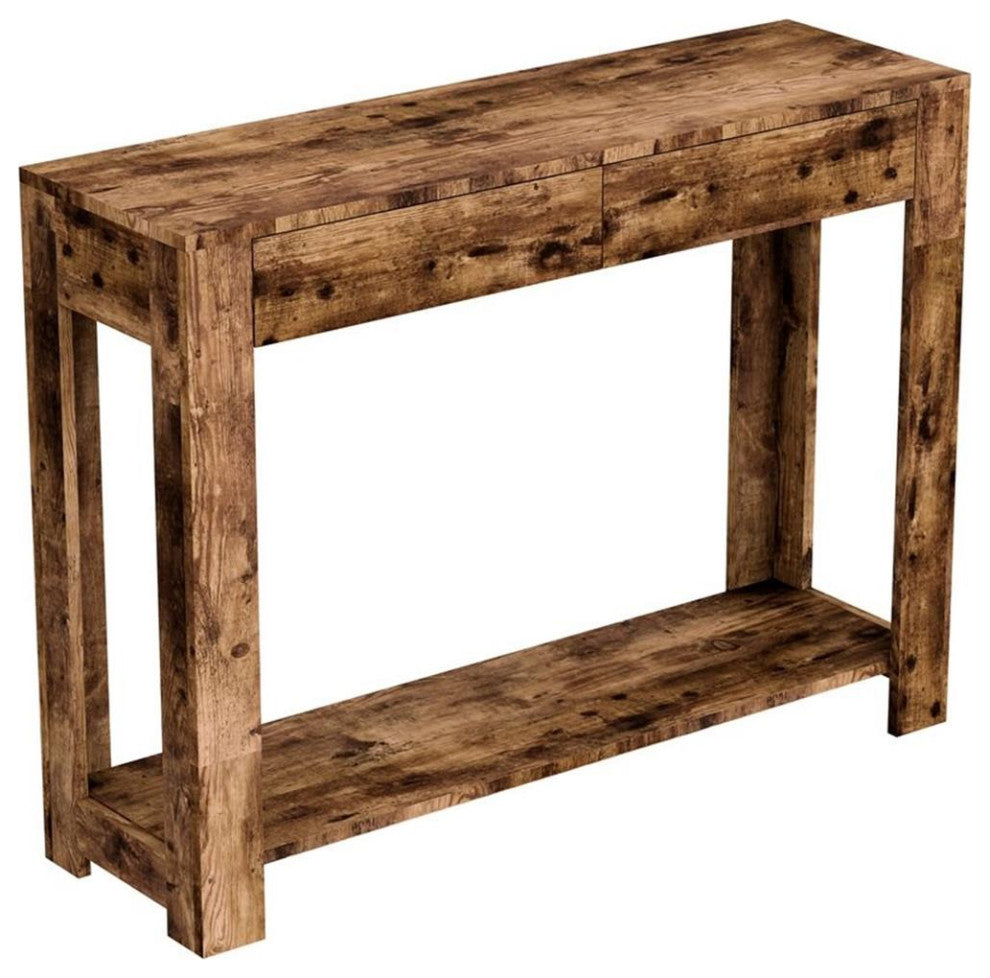 Pemberly Row 40"L 2-Drawers 1-Shelf Console Table in Brown Reclaimed Wood