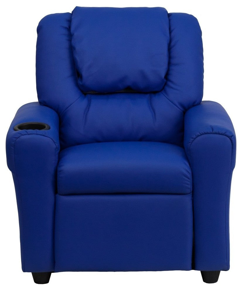 Kids Recliner With Cup Holder And Headrest, Blue