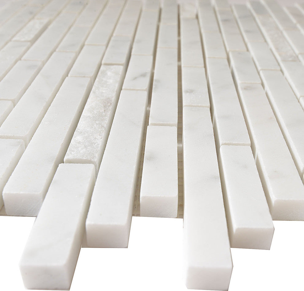 12"x11.5" Tibet Collection, Carrara White, Strips, Polished, Set of 5