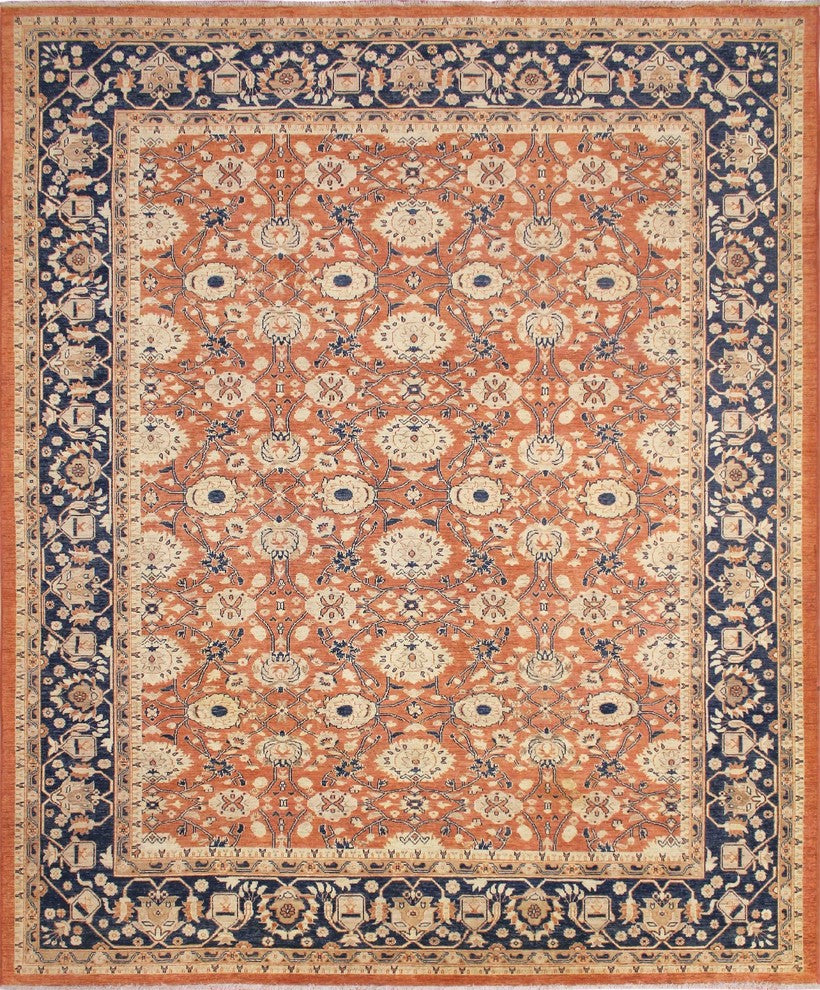 Peshawar Rabiou Rust/Blue Rug, 9'2x10'11