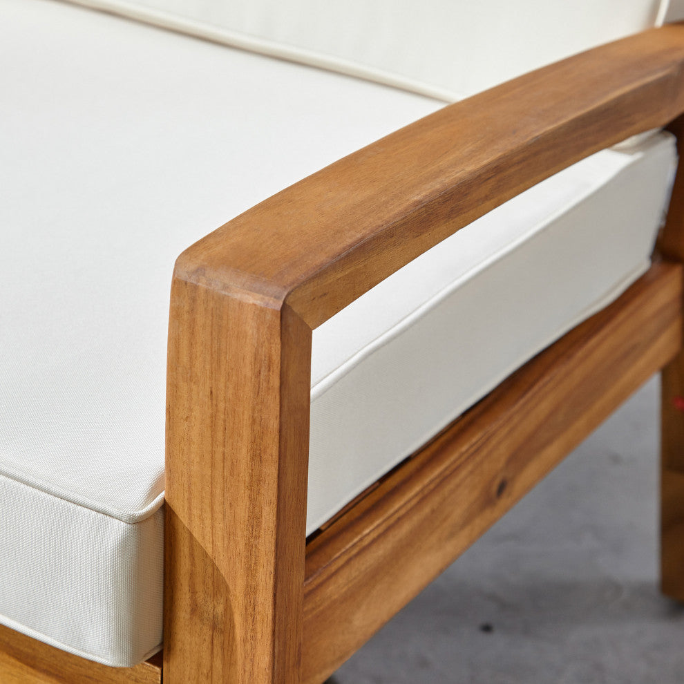 GDF Studio 4-Piece Parma Outdoor Wood Chat Set, Beige