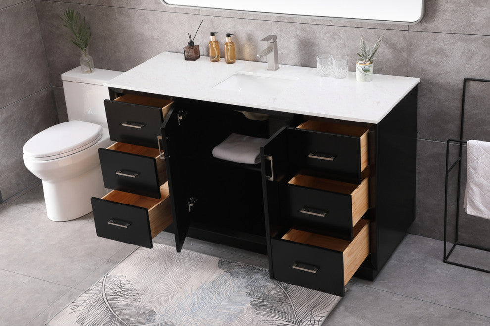 60" SIngle Bathroom Vanity, Black