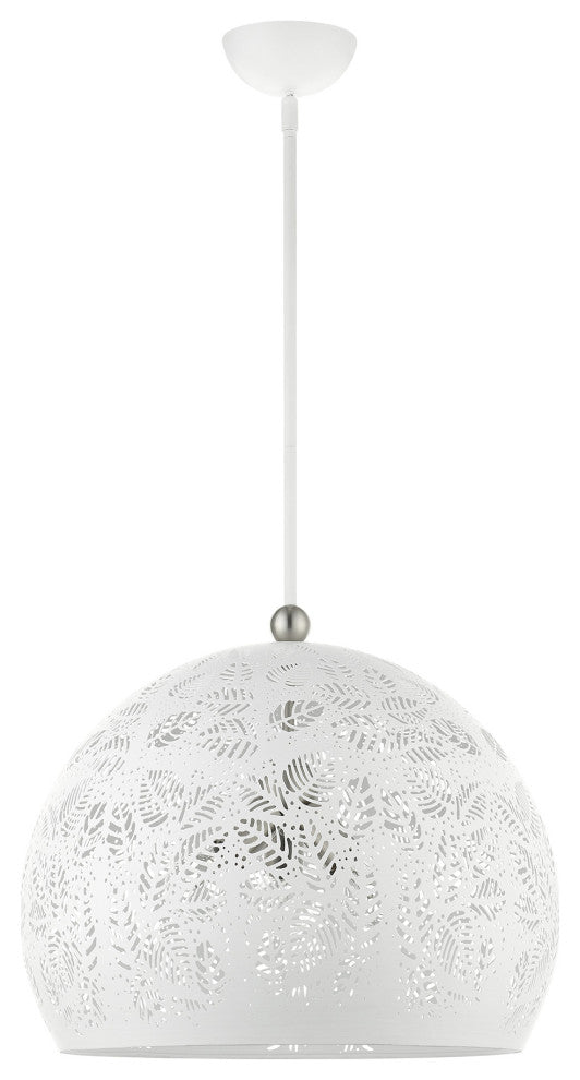 Livex Lighting Chantilly 3 Light White With Brushed Nickel Accents Large Pendant