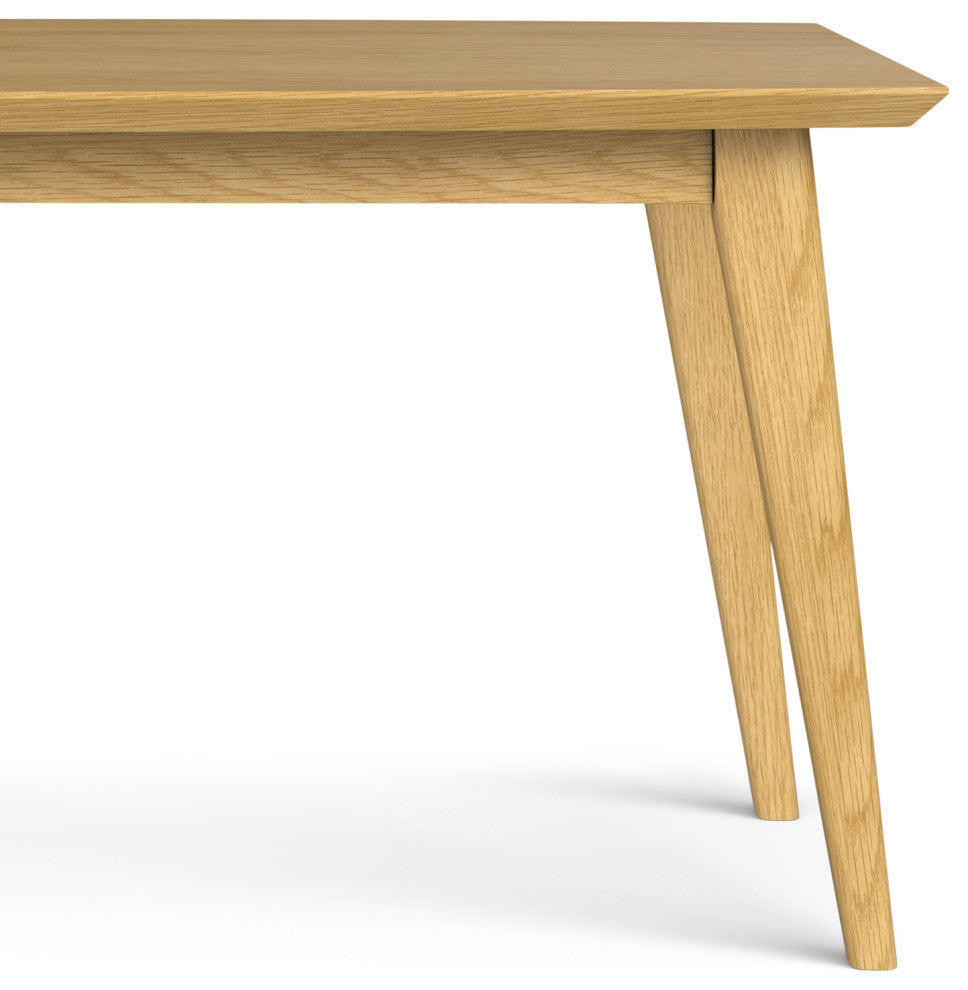 Draper Solid Wood Mid Century Rectangle Dining Table, Oak Veneer