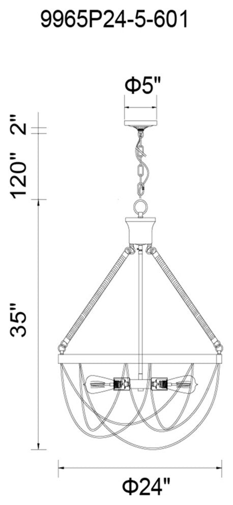 Parana 5 Light Down Chandelier With Chrome Finish