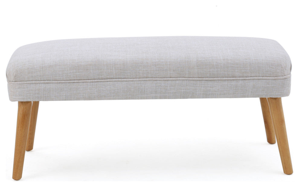 GDF Studio Dumont Mid Century Modern Fabric Ottoman, Beige