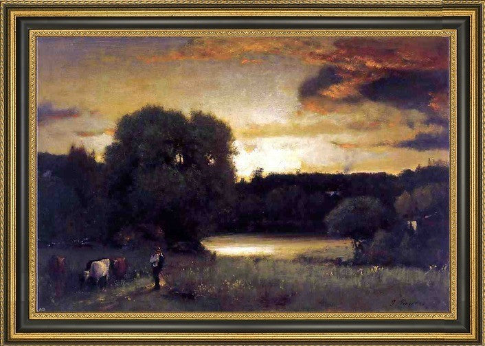 George Inness Slow Fading Day Framed Premium Canvas Print, 16"x24"